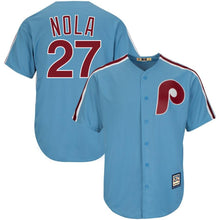 Load image into Gallery viewer, Aaron Nola #27 Philadelphia Phillies Light Blue Alternate Official Cool Base Cooperstown Player Jersey