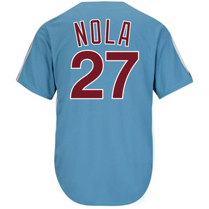 Aaron Nola #27 Philadelphia Phillies Light Blue Alternate Official Cool Base Cooperstown Player Jersey