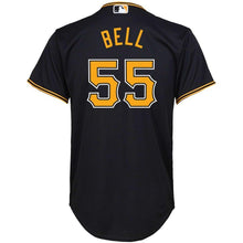 Load image into Gallery viewer, Josh Bell #55 Pittsburgh Pirates Youth Black Alternate Replica Player Jersey