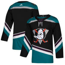 Load image into Gallery viewer, Anaheim Ducks Black/Teal Alternate Authentic Blank Jersey