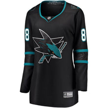 Load image into Gallery viewer, Brent Burns #88 San Jose Sharks Women's Black/Teal Alternate Breakaway Player Jersey