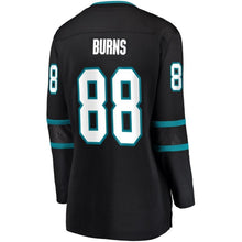 Load image into Gallery viewer, Brent Burns #88 San Jose Sharks Women's Black/Teal Alternate Breakaway Player Jersey
