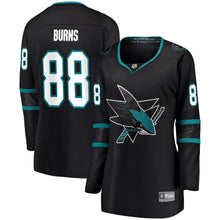 Load image into Gallery viewer, Brent Burns #88 San Jose Sharks Women's Black/Teal Alternate Breakaway Player Jersey