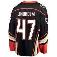 Load image into Gallery viewer, Hampus Lindholm Anaheim #47 Ducks Youth Black Breakaway Player Jersey