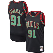 Load image into Gallery viewer, Dennis Rodman #91 Chicago Bulls Black 1997-98 Hardwood Classics Christmas Swingman Jersey