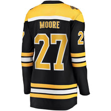 Load image into Gallery viewer, John Moore #27 Boston Bruins Women's Black Home Breakaway Player Jersey