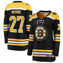 Load image into Gallery viewer, John Moore #27 Boston Bruins Women's Black Home Breakaway Player Jersey