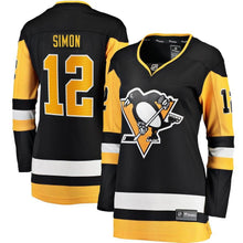 Load image into Gallery viewer, Dominik Simon #12 Pittsburgh Penguins Women's Black Home Breakaway Player Jersey