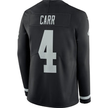 Load image into Gallery viewer, Derek Carr Oakland Raiders Black Therma Long Sleeve Jersey