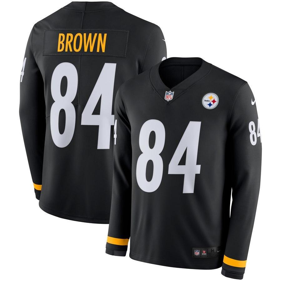 Antonio Brown Pittsburgh Steelers Black Therma Long Sleeve Jersey