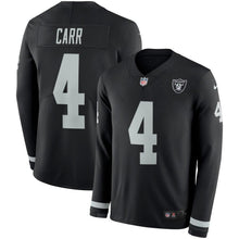 Load image into Gallery viewer, Derek Carr Oakland Raiders Black Therma Long Sleeve Jersey