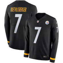 Load image into Gallery viewer, Ben Roethlisberger Pittsburgh Steelers Black Therma Long Sleeve Jersey