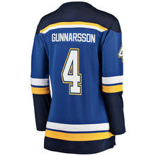 Load image into Gallery viewer, Carl Gunnarsson #4 St. Louis Blues Women's Blue Breakaway Player Jersey