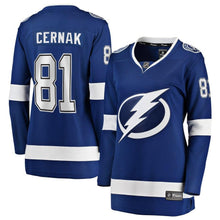 Load image into Gallery viewer, Erik Cernak #81 Tampa Bay Lightning Women's Blue Home Breakaway Player Jersey