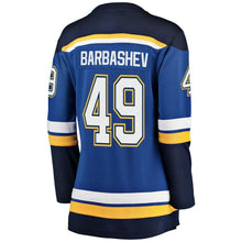 Load image into Gallery viewer, Ivan Barbashev #49 St. Louis Blues Women's Blue Breakaway Player Jersey
