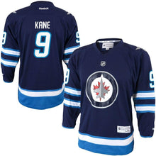 Load image into Gallery viewer, Evander #9 Kane Winnipeg Jets Youth Navy Blue Replica Player Hockey Jersey