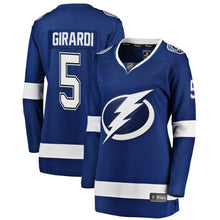 Load image into Gallery viewer, Dan Girardi #5 Tampa Bay Lightning Women's Blue Breakaway Player Jersey