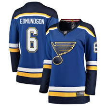 Load image into Gallery viewer, Joel Edmundson #6 St. Louis Blues Women's Blue Breakaway Player Jersey