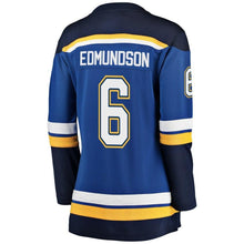 Load image into Gallery viewer, Joel Edmundson #6 St. Louis Blues Women's Blue Breakaway Player Jersey