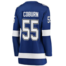 Load image into Gallery viewer, Braydon Coburn #55 Tampa Bay Lightning Women's Blue Breakaway Player Jersey