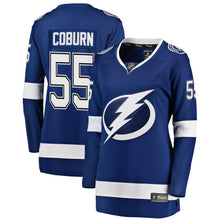 Load image into Gallery viewer, Braydon Coburn #55 Tampa Bay Lightning Women's Blue Breakaway Player Jersey