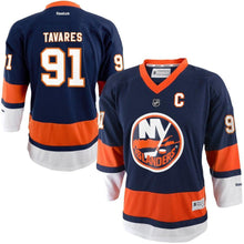 Load image into Gallery viewer, John Tavares #91 New York Islanders Youth Navy Blue Replica Player Hockey Jersey