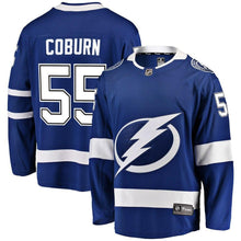 Load image into Gallery viewer, Braydon Coburn #55 Tampa Bay Lightning Youth Blue Breakaway Player Jersey