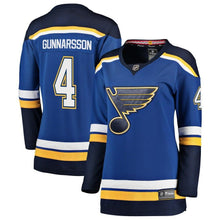 Load image into Gallery viewer, Carl Gunnarsson #4 St. Louis Blues Women's Blue Breakaway Player Jersey