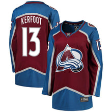 Load image into Gallery viewer, Alexander Kerfoot #13 Colorado Avalanche Women&#39;s Burgundy Breakaway Player Jersey