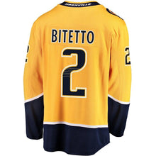 Load image into Gallery viewer, Anthony Bitetto #2 Nashville Predators Youth Gold Breakaway Player Jersey