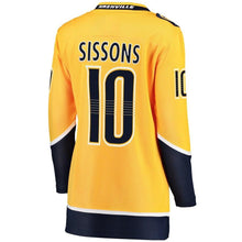 Load image into Gallery viewer, Colton Sissons #10 Nashville Predators Women's Gold Breakaway Player Jersey