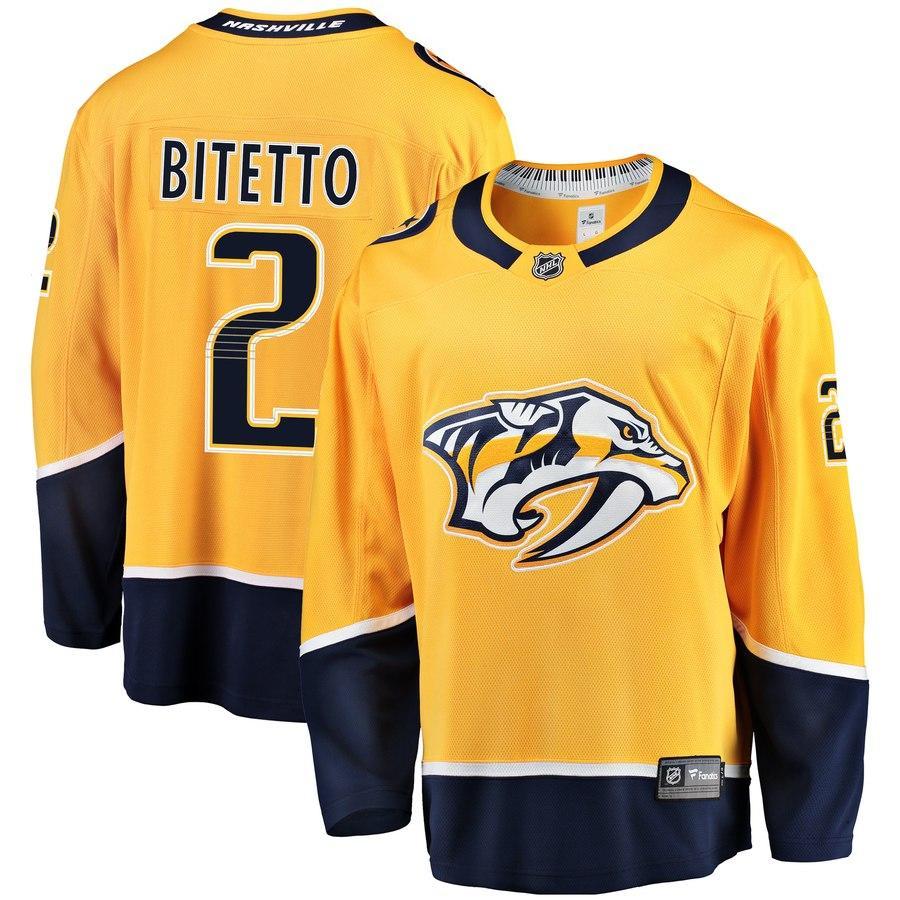 Anthony Bitetto #2 Nashville Predators Youth Gold Breakaway Player Jersey