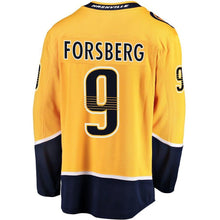 Load image into Gallery viewer, Filip Forsberg #9 Nashville Predators Youth Gold Breakaway Player Jersey