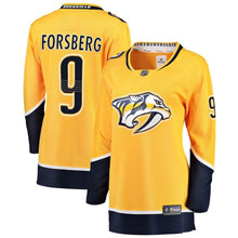 Load image into Gallery viewer, Filip Forsberg #9 Nashville Predators Women's Gold Breakaway Player Jersey