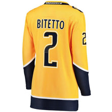 Load image into Gallery viewer, Anthony Bitetto #2 Nashville Predators Women's Gold Breakaway Player Jersey