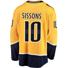 Load image into Gallery viewer, Colton Sissons #10 Nashville Predators Youth Gold Breakaway Player Jersey