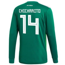 Load image into Gallery viewer, Javier Hernandez #14 Mexico National Team Green 2018 Home Replica Long Sleeve Jersey