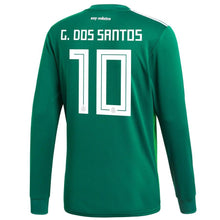 Load image into Gallery viewer, Giovani dos Santos #10 Mexico National Team Green 2018 Home Replica Long Sleeve Jersey