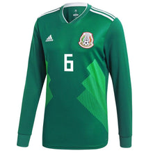 Load image into Gallery viewer, Jonathan dos Santos #6 Mexico National Team Green 2018 Home Replica Long Sleeve Jersey