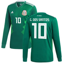Load image into Gallery viewer, Giovani dos Santos #10 Mexico National Team Green 2018 Home Replica Long Sleeve Jersey