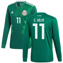 Load image into Gallery viewer, Carlos Vela #11 Mexico National Team Green 2018 Home Replica Long Sleeve Jersey