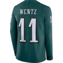 Load image into Gallery viewer, Carson Wentz Philadelphia Eagles Green Therma Long Sleeve Jersey