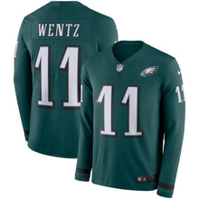 Load image into Gallery viewer, Carson Wentz Philadelphia Eagles Green Therma Long Sleeve Jersey