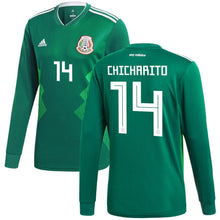 Load image into Gallery viewer, Javier Hernandez #14 Mexico National Team Green 2018 Home Replica Long Sleeve Jersey
