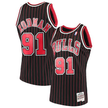 Load image into Gallery viewer, Dennis Rodman #91 Chicago Bulls Black 1995-96 Hardwood Classics Mens Swingman Jersey