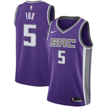 Load image into Gallery viewer, De'Aaron Fox #5 Sacramento Kings Purple Mens Swingman Jersey - Icon Edition