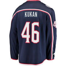 Load image into Gallery viewer, Dean Kukan #46 Columbus Blue Jackets Navy Breakaway Jersey
