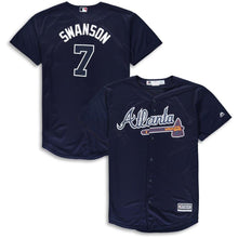 Load image into Gallery viewer, Dansby Swanson #7 Atlanta Braves Youth Navy Alternate Official Cool Base Player Jersey