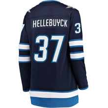 Load image into Gallery viewer, Connor Hellebuyck #37 Winnipeg Jets Women's Navy Breakaway Jersey