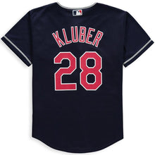 Load image into Gallery viewer, Corey Kluber #28 Cleveland Indians Youth Navy Alternate Cool Base Replica Player Jersey